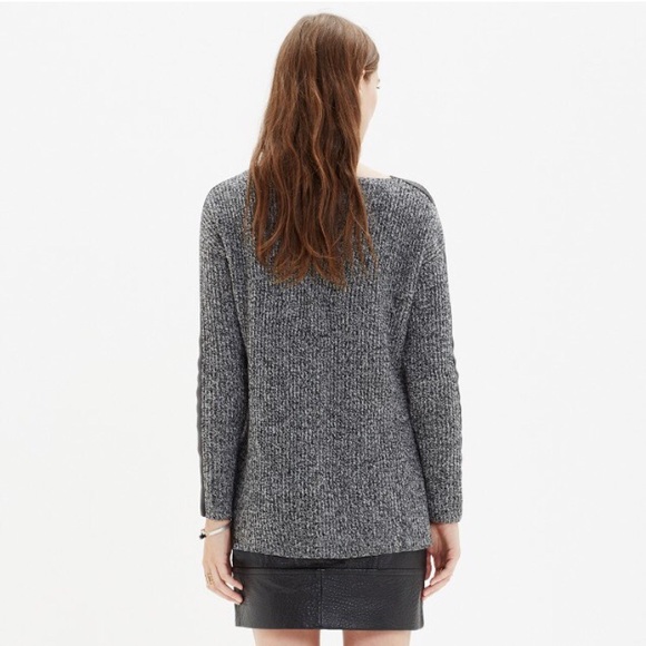 Madewell leather-stripe marled sweater - Picture 3 of 7